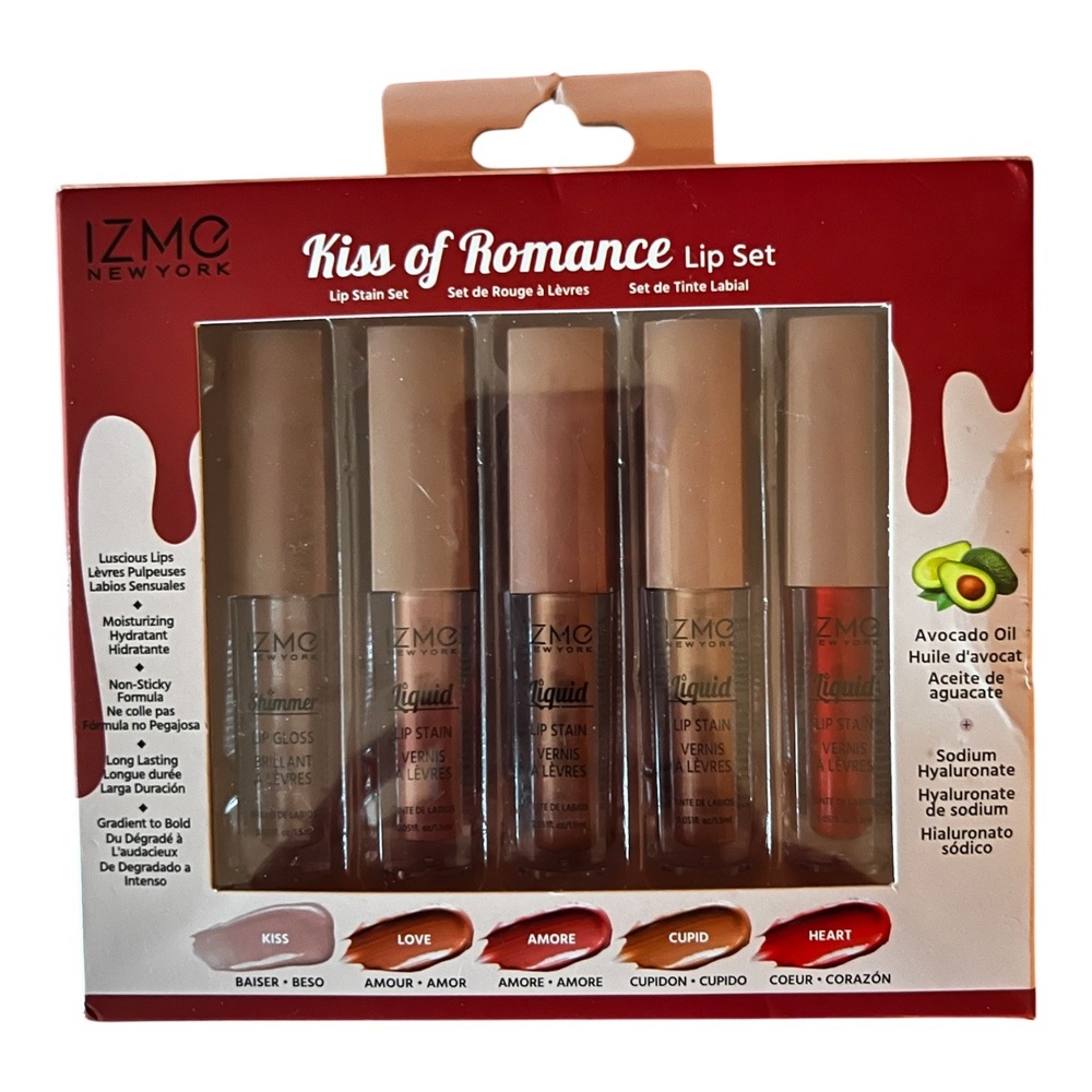 IZME New York Kiss of Romance 5 Piece Lip‎ Stain and Shimmer Gloss Set IKRK01